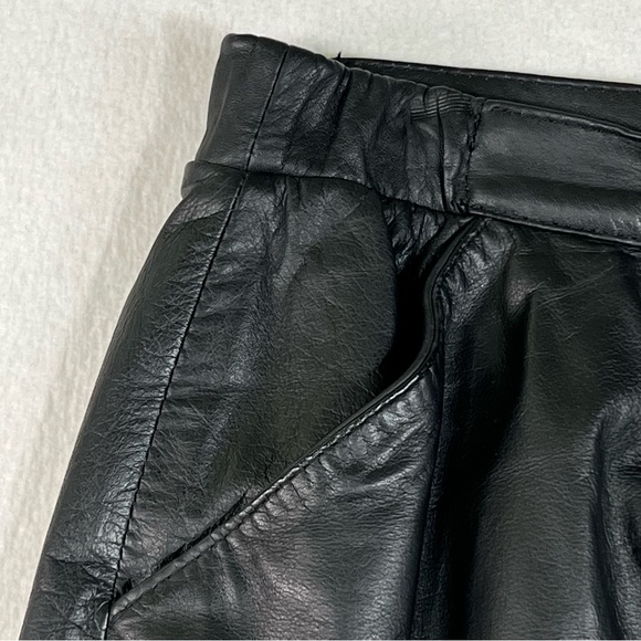 Jacqueline Ferrar Genuine Leather Skirt Women's 14P Black Vintage Slit Lined - Picture 12 of 17